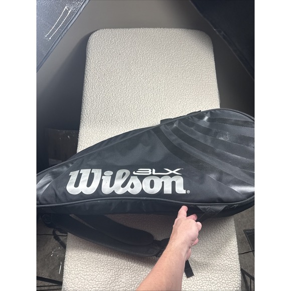 Wilson BLX Tour Super Six Pro Tour Tennis Racket Bag Backpack Black - Picture 12 of 12